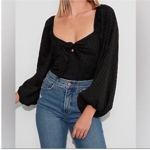 Express Puff Long Sleeve Thong Bodysuit